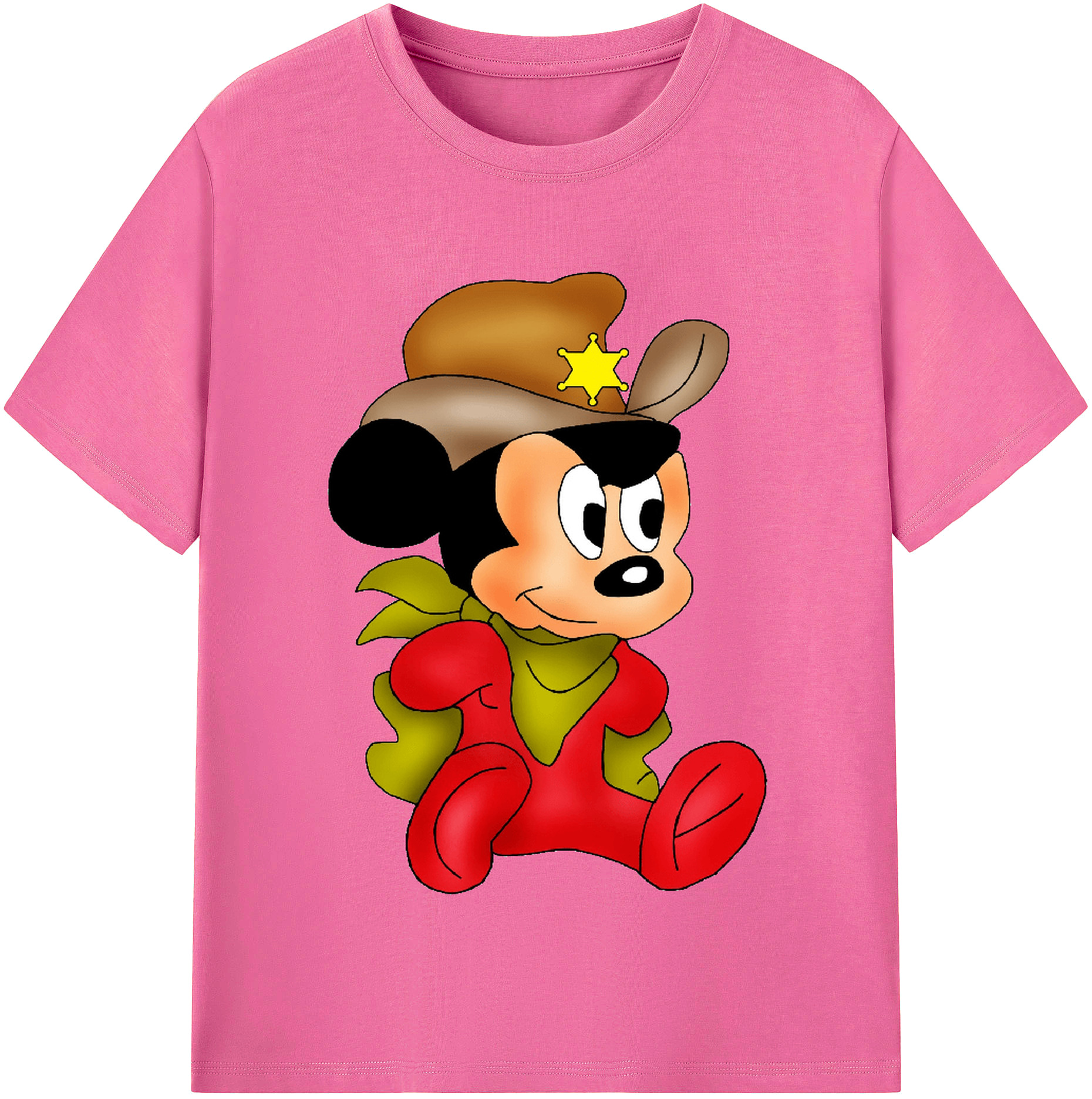 （画像用） ミッキーマウス Mickey Mouse レディースカジュアルプリントTシャツ（綿100％）